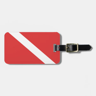 DIY Scuba Diving Flag Divers NAME Embleem Red Whit Bagagelabel