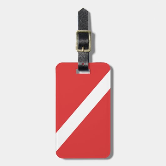 DIY Scuba Diving Flag Divers NAME Embleem Red Whit Bagagelabel (Voorkant verticaal)