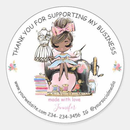 DIY Seing Dank u Mode OntwerpKlassieke ronde Sticker (Voorkant)