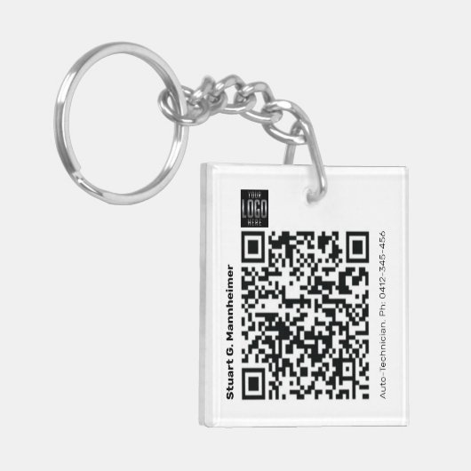 DIY Square Logo Digital QR Code Foto ID Sleutelhanger (Voorkant Links)