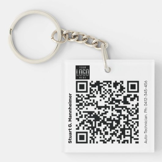 DIY Square Logo Digital QR Code Foto ID Sleutelhanger (Voorkant)
