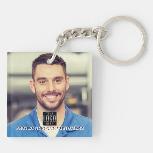 DIY Square Logo Digital QR Code Foto ID Sleutelhanger (Achterkant)