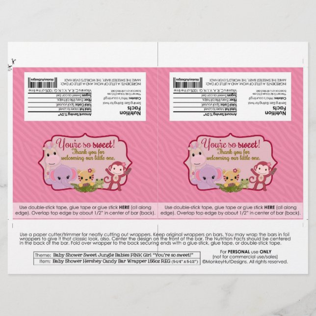 DIY Sweet Oerwoud Babies 1,55 oz Snoep Bar wrapper (Voorkant)