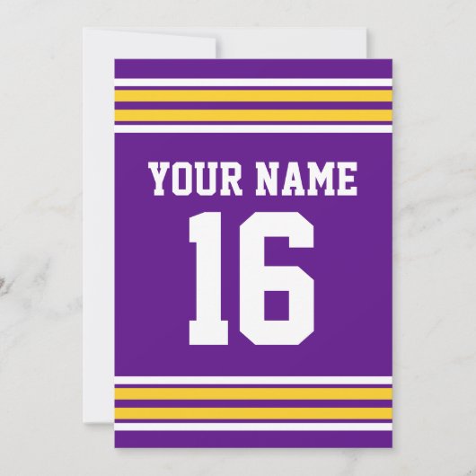 DIY Team Jersey Stripes Gold #2 Wit Paars Kaart (Voorkant)