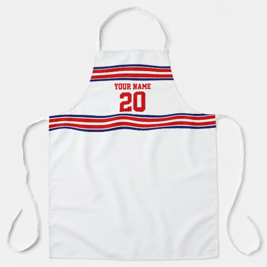 DIY Team Jersey Stripes White Navy Red Schort (Voorkant)