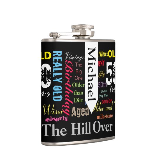 DIY-tekst | 50e gelukkige dag | Mijlsteenkolf Heupfles (Rechts)