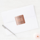 DIY Terugkeeradresetiket, Roos Goud Vierkante Sticker (Envelop)