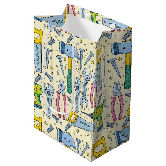 DIY Tool Collection With Doodle Stars Medium Cadeauzakje (Voorkant Gekanteld)