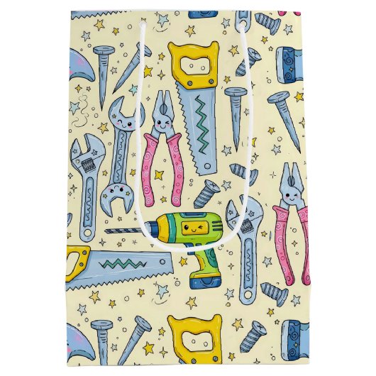 DIY Tool Collection With Doodle Stars Medium Cadeauzakje (Achterkant)