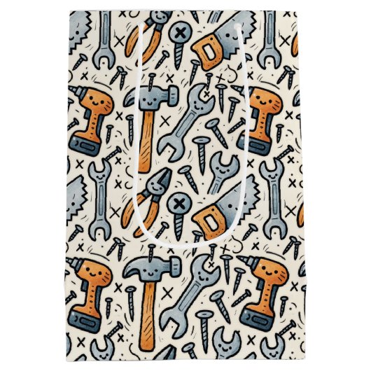 DIY Tools Doodle Cartoon Medium Cadeauzakje (Achterkant)