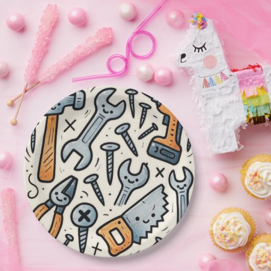 DIY Tools Doodle Cartoon Papieren Bordje (Feest)