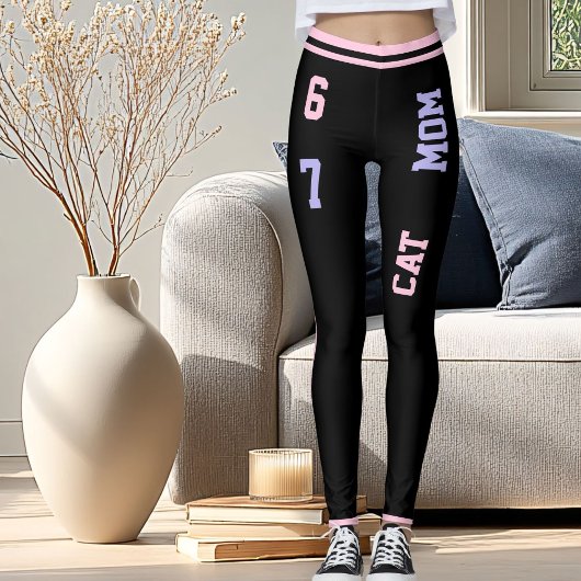 DIY Trending Pet Lover Cat Mom 67th Birthday Black Leggings