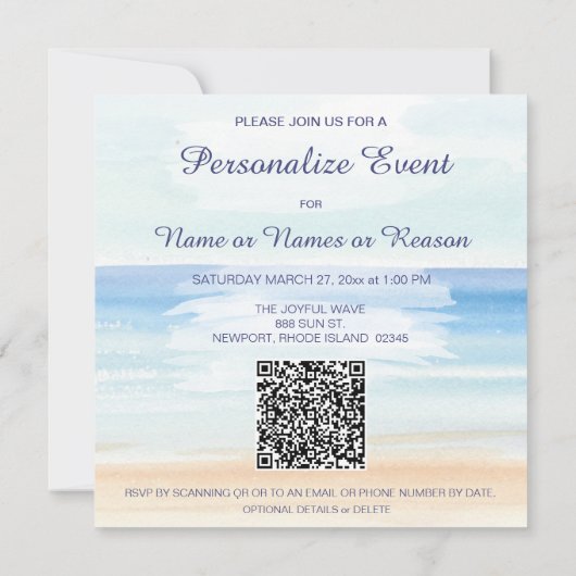 *~* DIY Tropical AR29 Beach ANY EVENT Party Kaart (Achterkant)