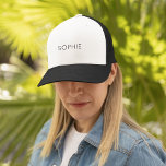 DIY Trucker Hat | Aangepaste tekst, naam, monogram Trucker Pet<br><div class="desc">Ben je zelf een Doe het? Nu kun je je eigen gepersonaliseerde truckerhoed maken met onze gebruiksvriendelijke DIY-sjabloon. Voeg een naam toe. Initialen. Een monogram. Een foto. Een logo of ander afbeelding. Kies ook uw eigen achtergrondkleur. Ga je gang,  wees creatief en doe gewoon rustig!</div>