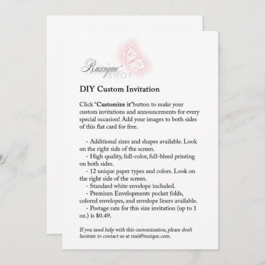 DIY Uitnodiging 5x7 afdrukbaar (Voorkant / Achterkant)