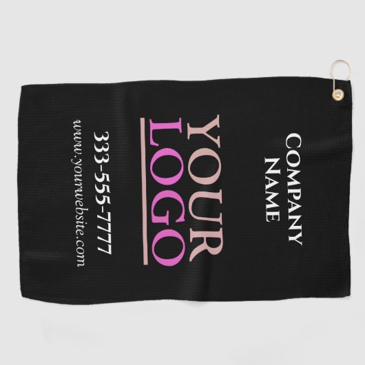 DIY Uw Logo, Bedrijfsnaam in Petten, Promo, Zwart Golfhanddoek (Horizontaal)