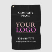 DIY Uw Logo, Bedrijfsnaam in Petten, Promo, Zwart Golfhanddoek (Voorkant)