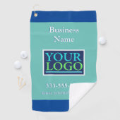 DIY Uw Logo, Bedrijfsnaam Promo, Blauwgroen & Blau Golfhanddoek (Insitu)