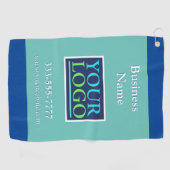 DIY Uw Logo, Bedrijfsnaam Promo, Blauwgroen & Blau Golfhanddoek (Horizontaal)