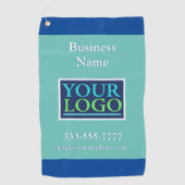 DIY Uw Logo, Bedrijfsnaam Promo, Blauwgroen & Blau Golfhanddoek (Voorkant)