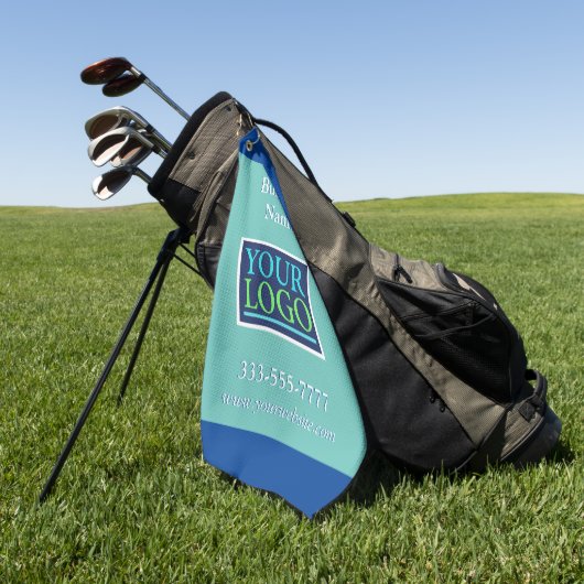DIY Uw Logo, Bedrijfsnaam Promo, Blauwgroen & Blau Golfhanddoek (Groen)