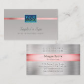 DIY Uw Logo Bedrijfsnaam, Roze Zilver op Zilver Visitekaartje (Voorkant / Achterkant)