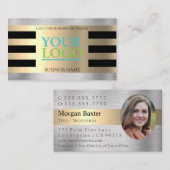 DIY Uw Logo, foto, geel goud, geborsteld zilver Visitekaartje (Voorkant / Achterkant)