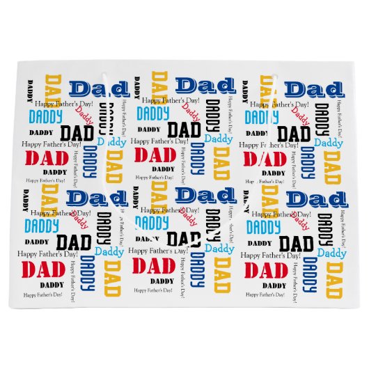 DIY Vaderdag Gift Bag Kleurrijke Tekst Groot Cadeauzakje (Voorkant)