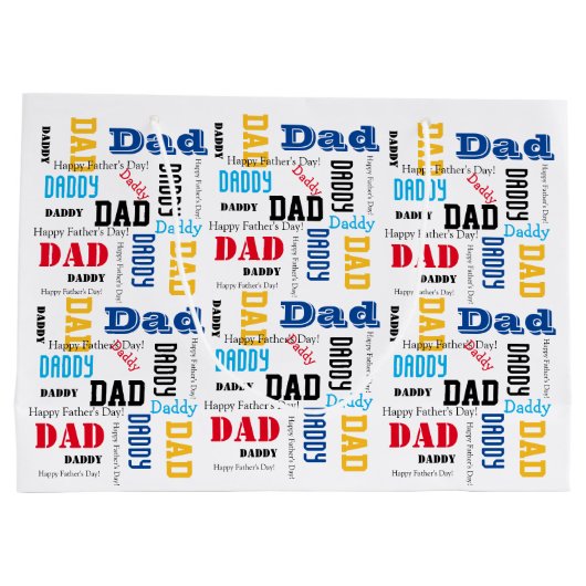 DIY Vaderdag Gift Bag Kleurrijke Tekst Groot Cadeauzakje (Achterkant)