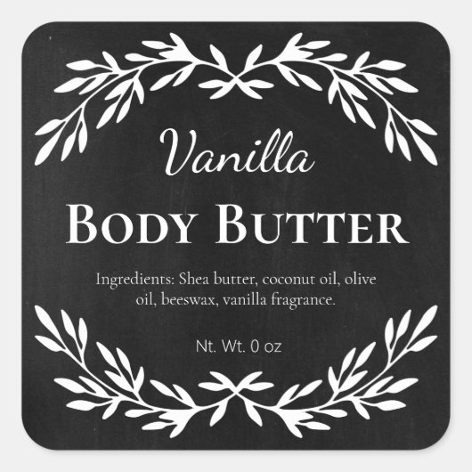  DIY Vanille Body Butter krijtbordlabels Vierkante Sticker (Voorkant)