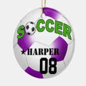 DIY Voetbal KIES UW ACHTERGRONDKLEUR Keramisch Ornament (Links)