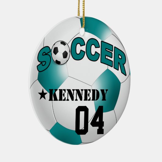 DIY Voetbal KIES UW ACHTERGRONDKLEUR Keramisch Ornament (Rechts)
