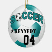DIY Voetbal KIES UW ACHTERGRONDKLEUR Keramisch Ornament (Links)