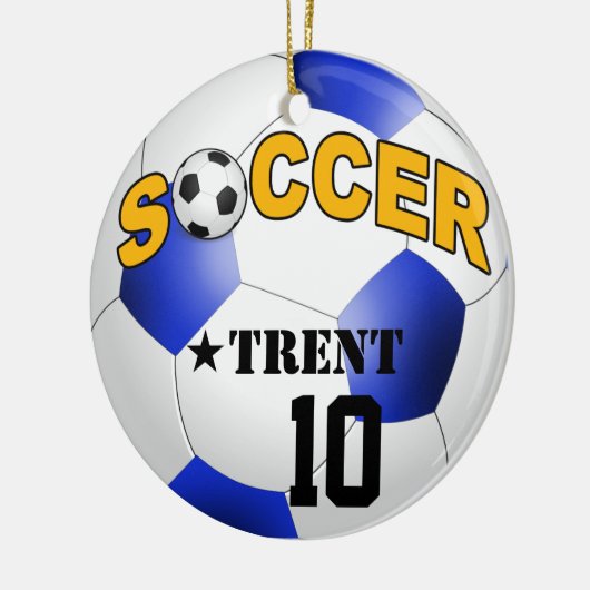 DIY Voetbal KIES UW ACHTERGRONDKLEUR Keramisch Ornament (Links)