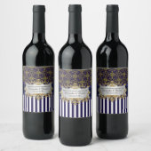 DIY & WAT V Stripe, Gold Damask Wine Fles Label Wijn Etiket (Flessen)