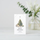 DIY WATERVERF KERSTBOOM VAKANTIE CADEAU LABEL (Staand voorkant)