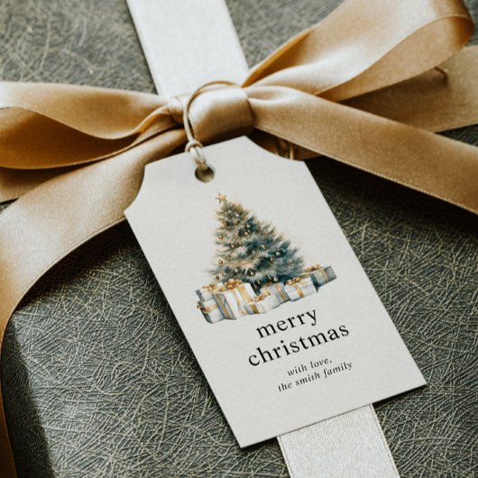 DIY WATERVERF KERSTBOOM VAKANTIE CADEAU LABEL