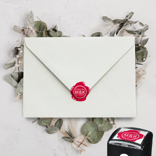 DIY Wedding Funny Faux Red Wax Seal Monogram Zelfinktende Stempel