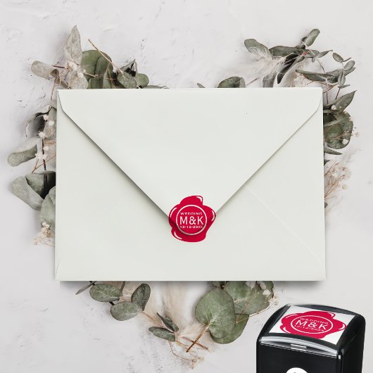 DIY Wedding Funny Faux Red Wax Seal Monogram Zelfinktende Stempel