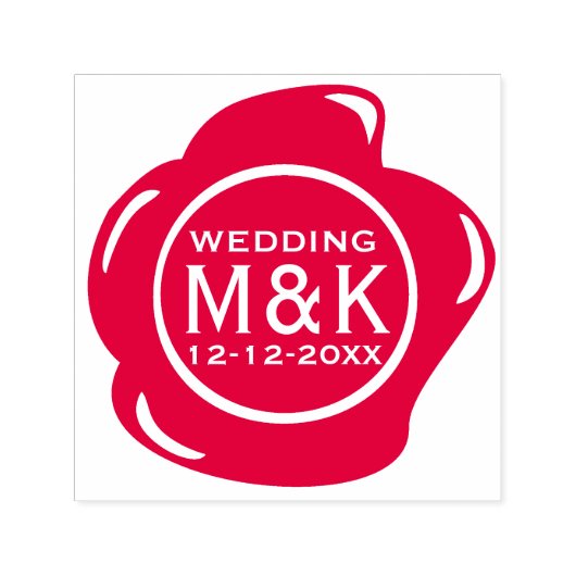 DIY Wedding Funny Faux Red Wax Seal Monogram Zelfinktende Stempel (Design)