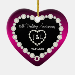 DIY Wedding Jubileum in Fuchsia & Faux Diamonds Keramisch Ornament