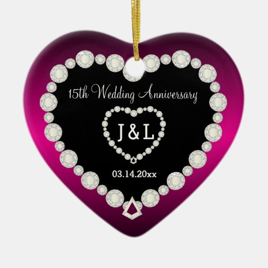 DIY Wedding Jubileum in Fuchsia & Faux Diamonds Keramisch Ornament (Voorkant)