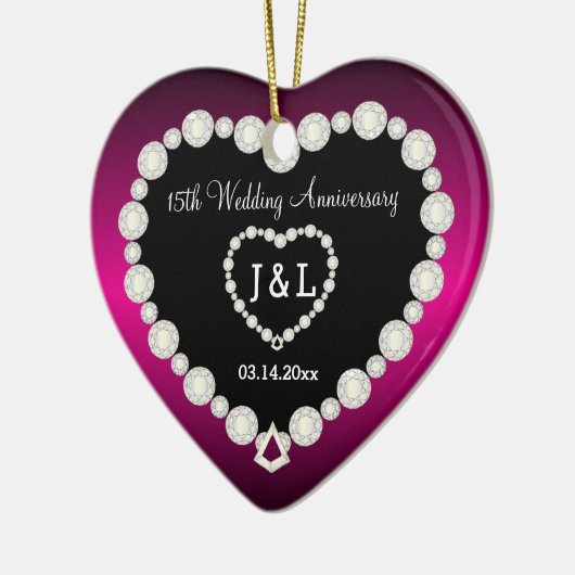 DIY Wedding Jubileum in Fuchsia & Faux Diamonds Keramisch Ornament (Links)