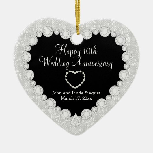 DIY Wedding Jubileum in White Faux Glitter Keramisch Ornament (Voorkant)