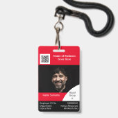 DIY Werknemer ID kaart rode zwarte witte sjabloon Badge (Voorzijde met lanyard)