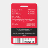 DIY Werknemer ID kaart rode zwarte witte sjabloon Badge (Achterkant)