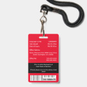 DIY Werknemer ID kaart rode zwarte witte sjabloon Badge (Achterkant met lanyard)