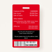 DIY Werknemer ID kaart rode zwarte witte sjabloon Badge (Achterkant)
