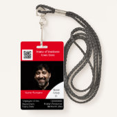 DIY Werknemer ID kaart rode zwarte witte sjabloon Badge (Voorkant met draagriem)