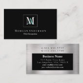 DIY White/Blauwgroen Monogram Name Grey Box Black/ Visitekaartje (Voorkant / Achterkant)